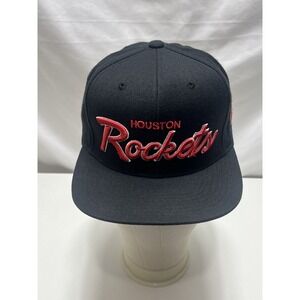 Mitchell & Ness Houston Rockets Foundation Script Black Adjustable Snapback Hat